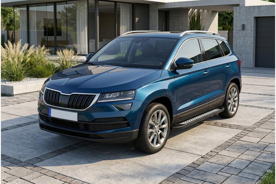 Skoda Karoq 2018- рр. Бокові пороги New Vision Black (2 шт., алюміній) Фото 1