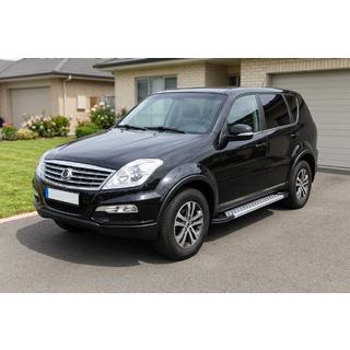 Бокові пороги Vision New Grey (2 шт., Алюміній) SsangYong Rexton I 2001-2017 рр. фото 1
