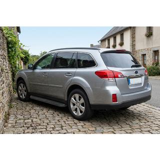 Бокові пороги Tayga Black (2 шт., алюміній) Subaru Outback 2009-2014 рр. фото 1
