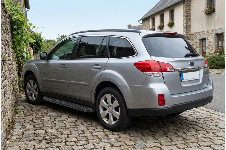 Subaru Outback 2009-2014 рр. Бокові пороги Tayga Black (2 шт., алюміній) Image