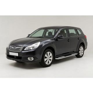 Бокові пороги Tayga V2 (2 шт., алюміній) Subaru Outback 2009-2014 рр. фото 1