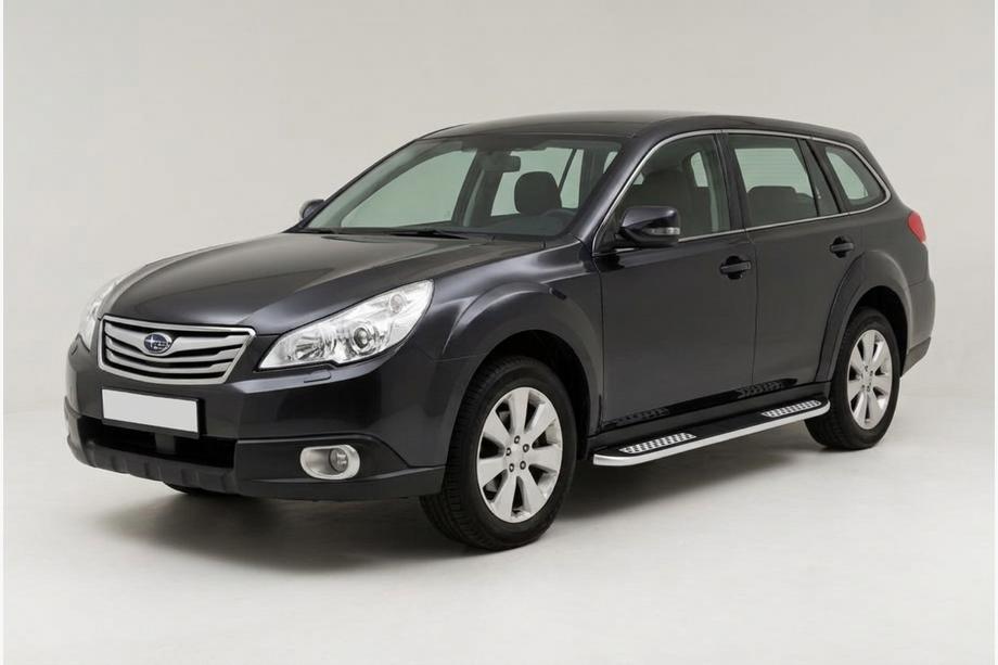 Subaru Outback 2009-2014 рр. Бокові пороги Tayga V2 (2 шт., алюміній) Image