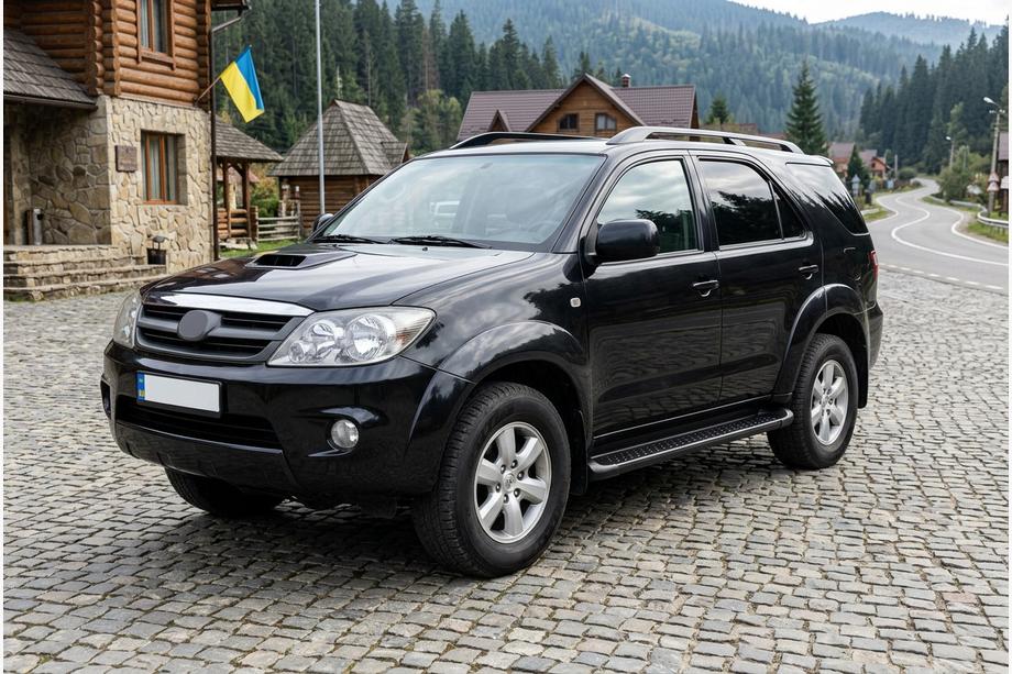 Toyota Fortuner 2006-2015 рр. Бокові пороги Allmond Black (2 шт., алюм) Фото 1