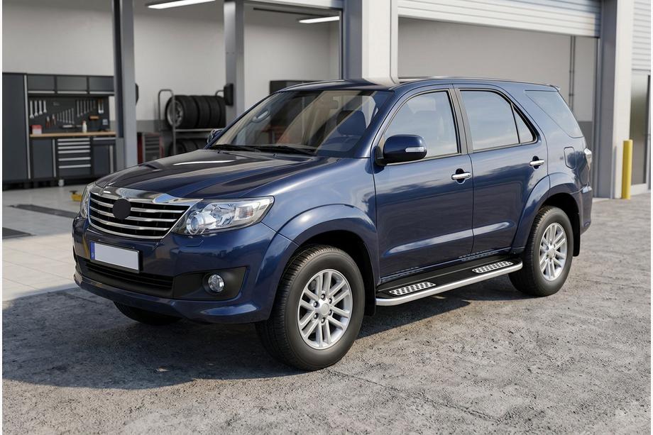Toyota Fortuner 2006-2015 рр. Бокові пороги Tayga V2 (2 шт., алюм) Фото 1
