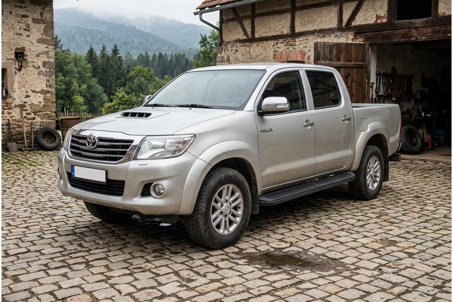 Toyota Hilux 2006-2015 рр. Бокові пороги Tayga Black (2 шт., алюміній) Фото 1