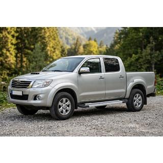 Бокові пороги New Vision Grey (2 шт., алюміній) Toyota Hilux 2006-2015 рр. фото 1