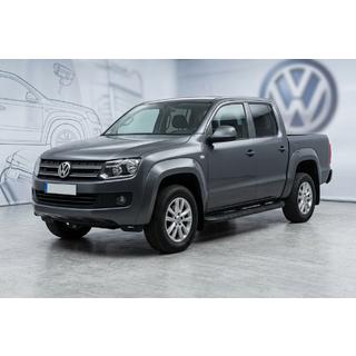 Бокові пороги Tayga Black (2 шт., алюміній) Volkswagen Amarok 2010-2022 рр. фото 1