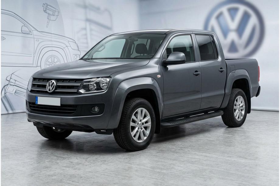Volkswagen Amarok 2010-2022 рр. Бокові пороги Tayga Black (2 шт., алюміній) Фото 1