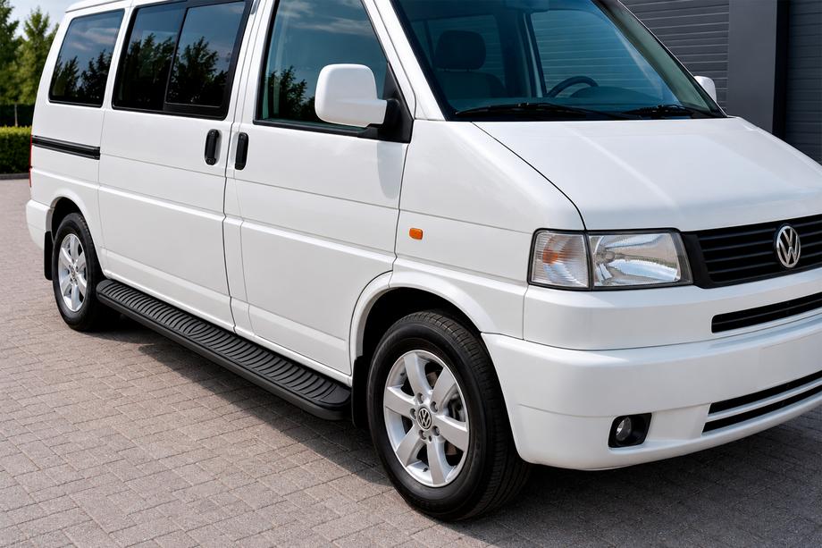 Volkswagen T4 Caravelle/Multivan 1990-2003 рр. Бокові пороги Tayga Black (2 шт., алюміній) Фото 1