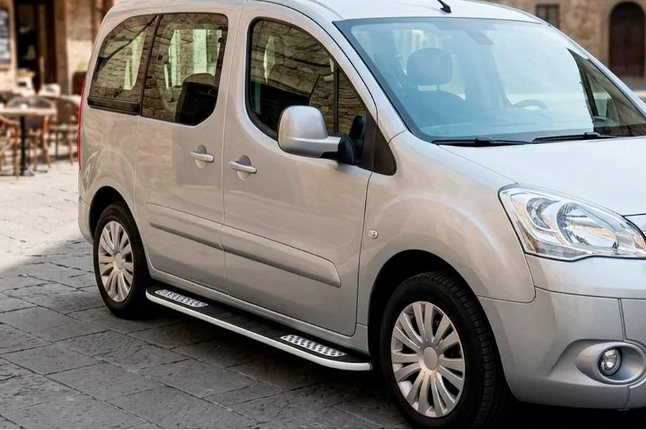 Peugeot Partner Tepee 2008-2018 рр. Бокові пороги Tayga V2 (2 шт., алюміній) Image