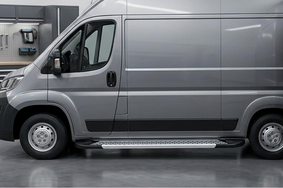 Citroen Jumper 2007-2025 рр. Бокові пороги New Vision Grey (2 шт., алюміній) Довга база Фото 1