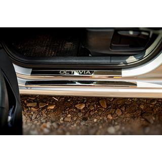 Накладки на пороги Carmos V1 (8 шт., нерж.) Skoda Octavia III A7 2013-2019 рр. фото 2