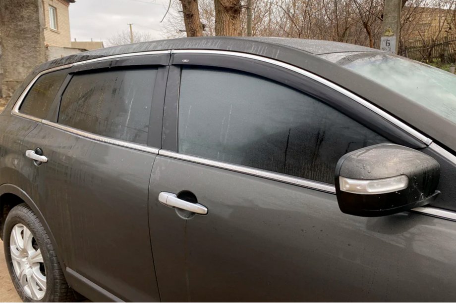 Mazda CX-9 2007-2016 рр. Вітровики з хром молдингом (4 шт, HIC) Фото 1