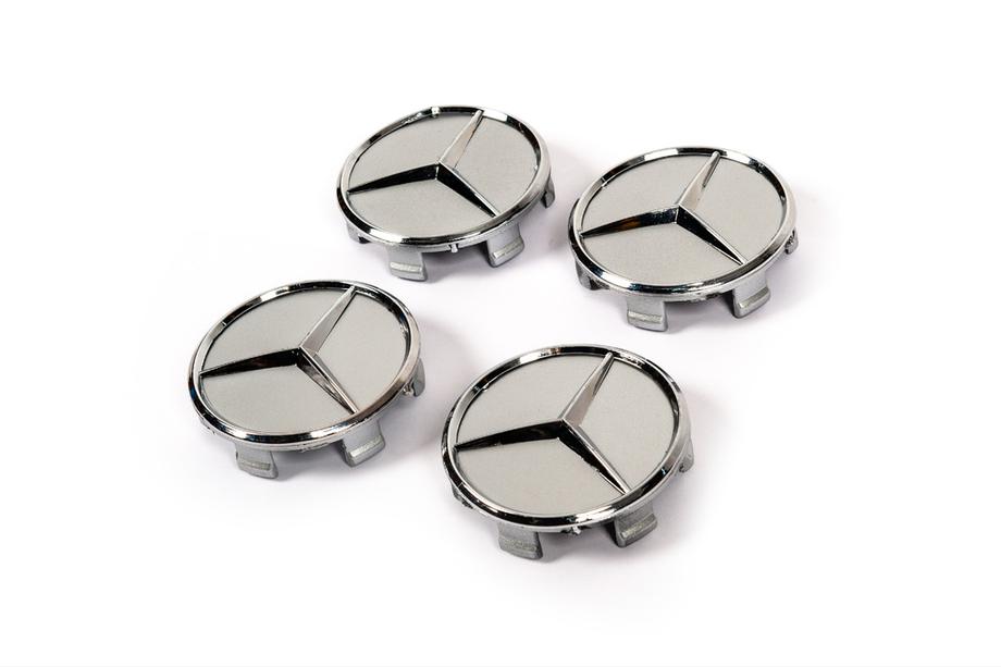 Mercedes-Benz Ковпачки на диски 75/71 мм без кільця (4 шт, сірі) Фото 3