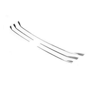 Накладки на решітку Хром 2019+ (6 шт, нерж) Volkswagen T6 2015-2024 рр. фото 3