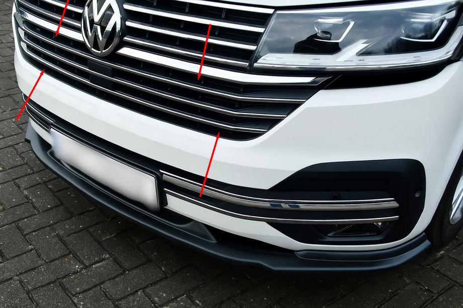 Volkswagen T6 2015-2024 рр. Накладки на решітку Хром 2019+ (5 шт, нерж) Фото 1