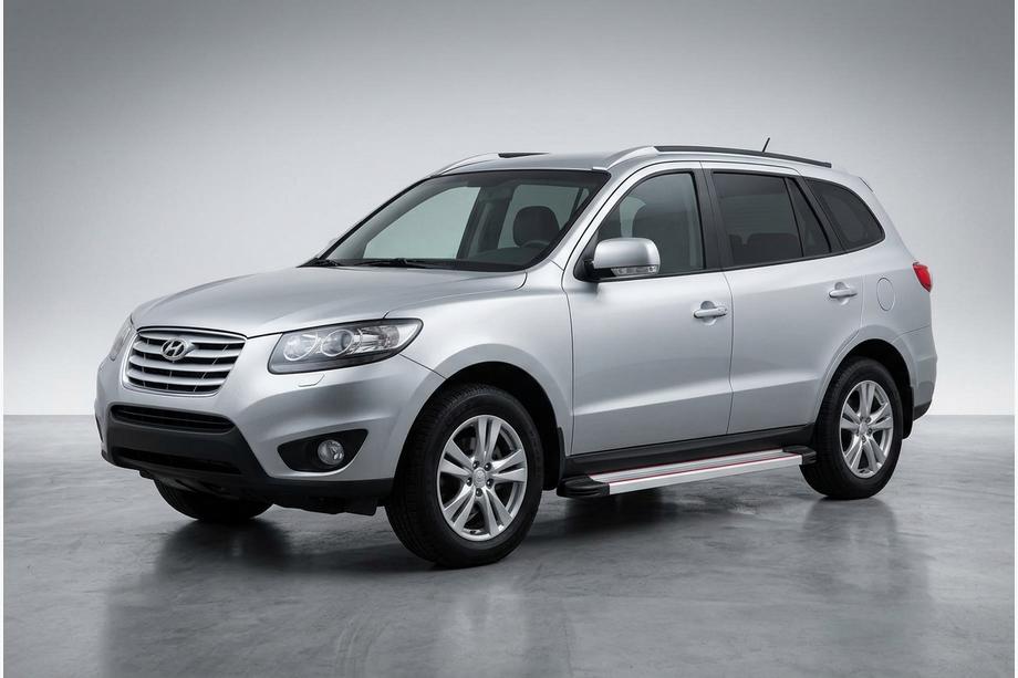 Hyundai Santa Fe 2 2006-2012 рр. Бокові пороги Maya Red-Grey (2 шт., Алюміній) Фото 1
