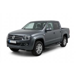 Бокові пороги Maya V1 Black (2 шт., Алюм.) Volkswagen Amarok 2010-2022 рр. фото 1