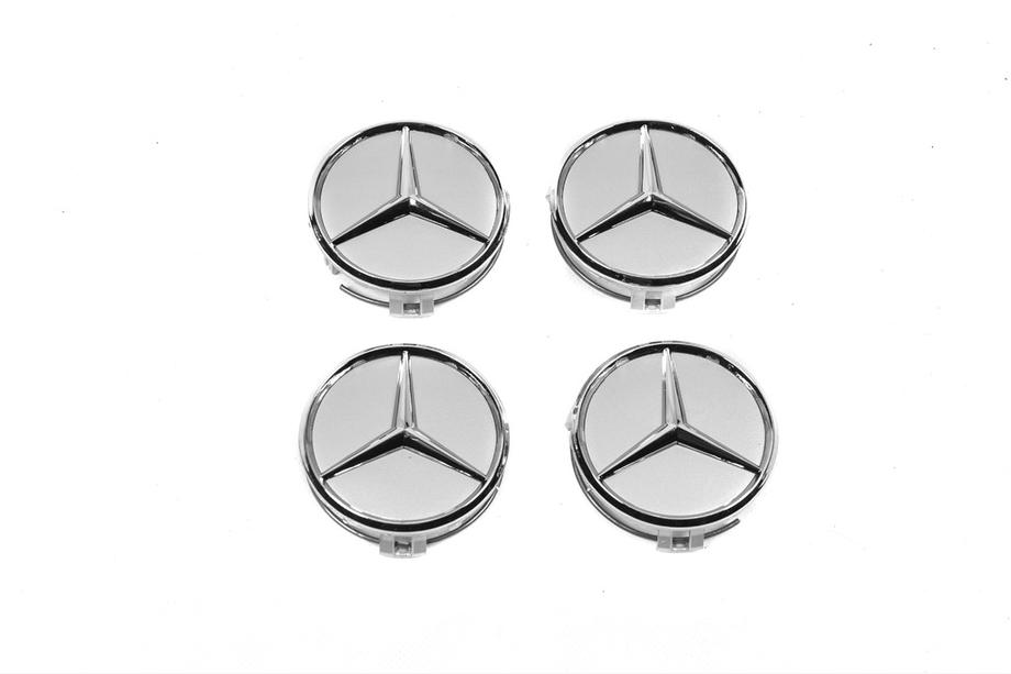 Mercedes-Benz Ковпачки на диски 70/75 мм з кільцем (4 шт, сірі) Фото 5