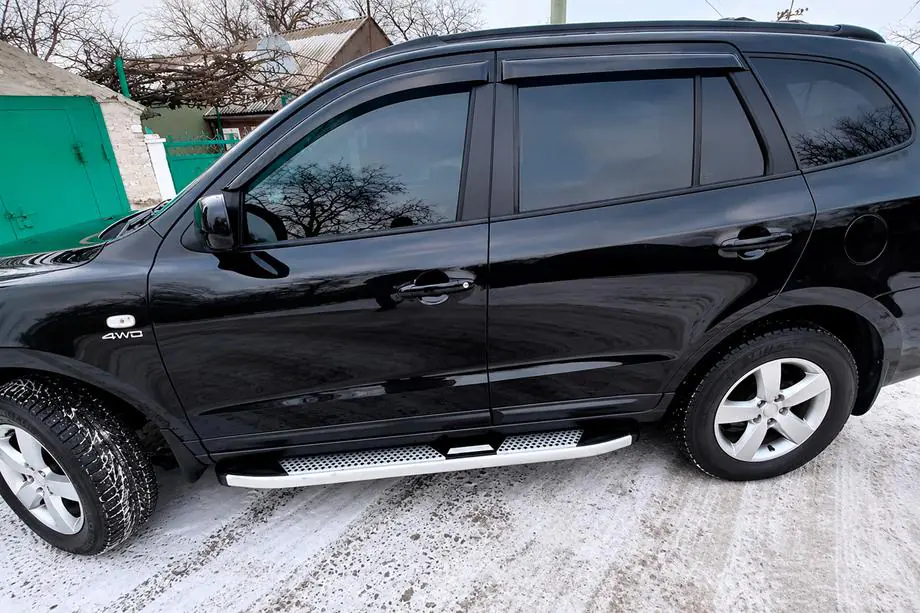 Hyundai Santa Fe 2 2006-2012 рр. Бокові пороги Mevsim Grey (2 шт., Алюміній) Фото 4