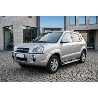 Бокові пороги Mevsim Grey (2 шт., Алюміній) Hyundai Tucson JM 2004- рр. фото 1
