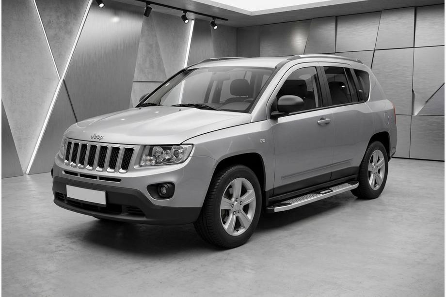 Jeep Compass 2006-2016 рр. Бокові пороги Mevsim Grey (2 шт., Алюміній) Фото 1
