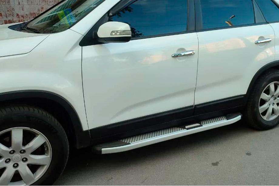 Kia Sorento II XM 2009-2014 рр. Бокові пороги Mevsim Grey (2 шт., Алюміній) 2010-2013 Фото 1