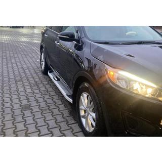 Бокові пороги Mevsim Grey (2 шт., Алюміній) Kia Sorento III UM 2014-2020 рр. фото 2
