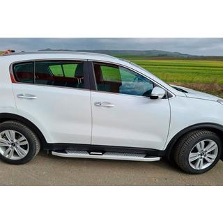 Бокові пороги Mevsim Grey (2 шт., Алюміній) Kia Sportage 2015-2021 рр. фото 3