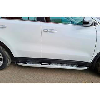 Бокові пороги Mevsim Grey (2 шт., Алюміній) Kia Sportage 2015-2021 рр. фото 1