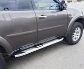 Mitsubishi Pajero Sport 2008-2015 рр. Бокові пороги Mevsim Grey (2 шт., Алюміній) фото 1