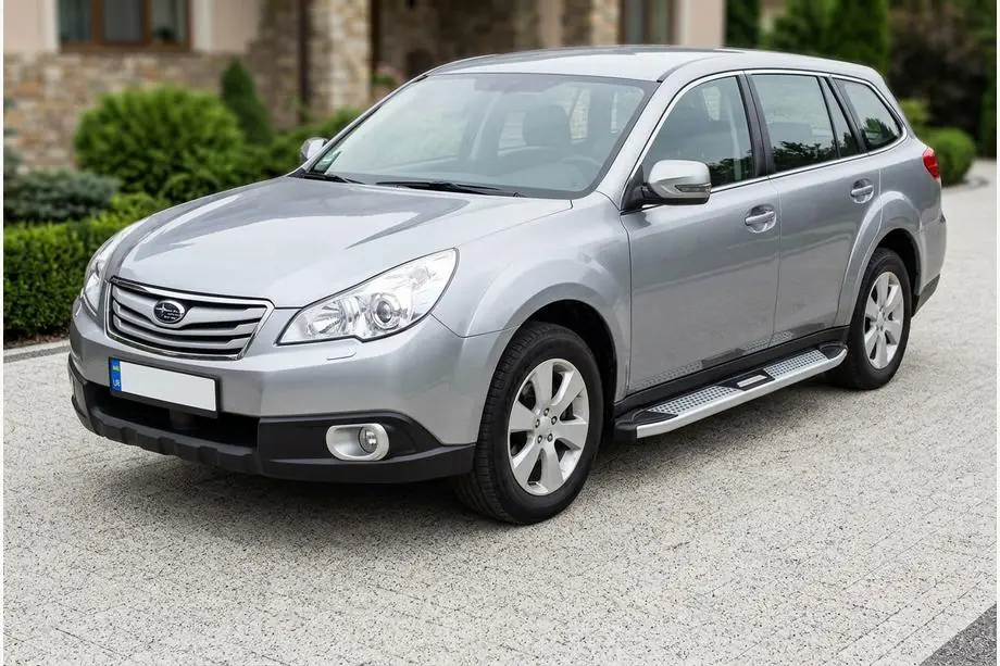 Subaru Outback 2009-2014 рр. Бокові пороги Mevsim Grey (2 шт., Алюміній) Фото 1