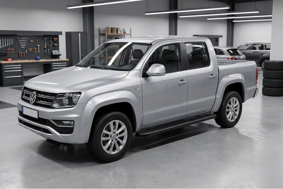 Volkswagen Amarok 2010-2022 рр. Бокові пороги Maya V2 Black (2 шт., Алюміній) Image