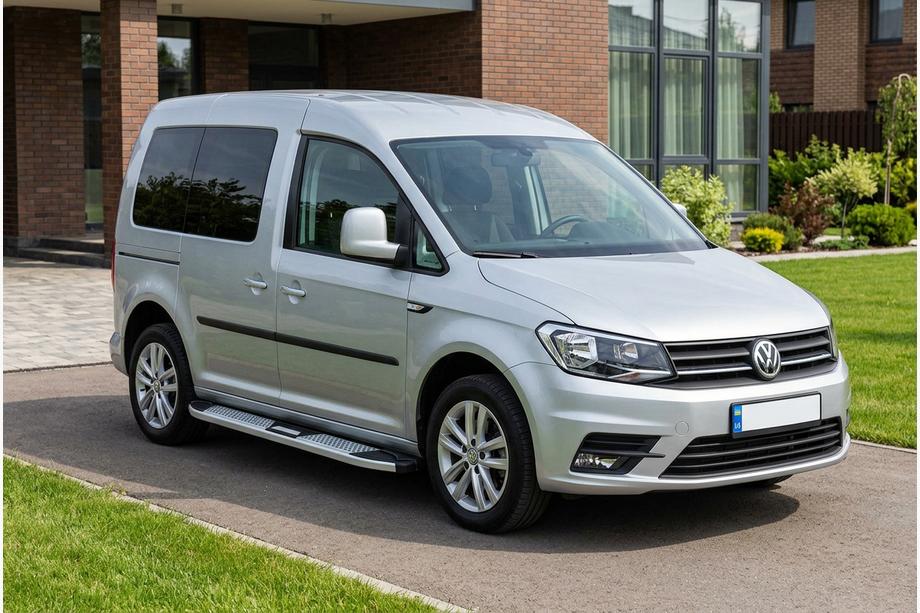 Volkswagen Caddy 2015-2020 рр. Бокові пороги Mevsim Grey (2 шт., Алюміній) Максі база Фото 1