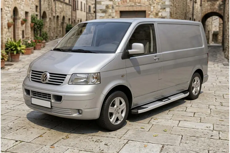 Volkswagen T5 Multivan 2003-2010 рр. Бокові пороги Mevsim Grey (2 шт., Алюміній) коротка база