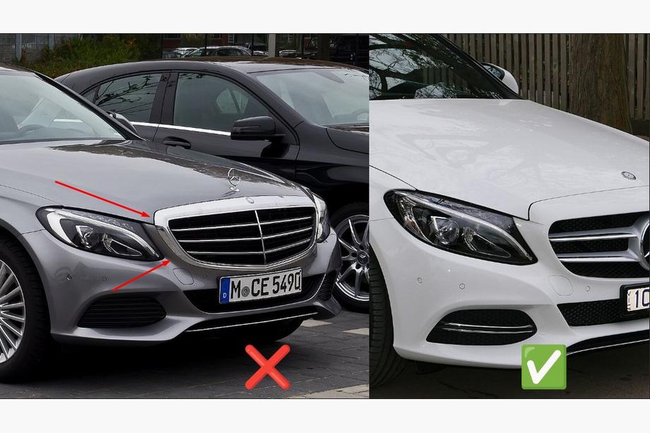 Mercedes C-class W205 2014-2021 рр. Передня решітка AMG Silver (для Avantgarde/AMG-Line/C43 AMG) 2014-2018, без камери Фото 4