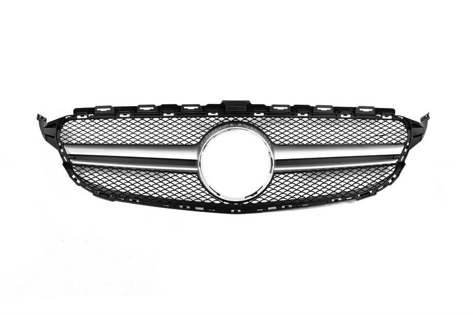 Mercedes C-class W205 2014-2021 рр. Передня решітка AMG Silver (для Avantgarde/AMG-Line/C43 AMG) 2014-2018, без камери Фото 7