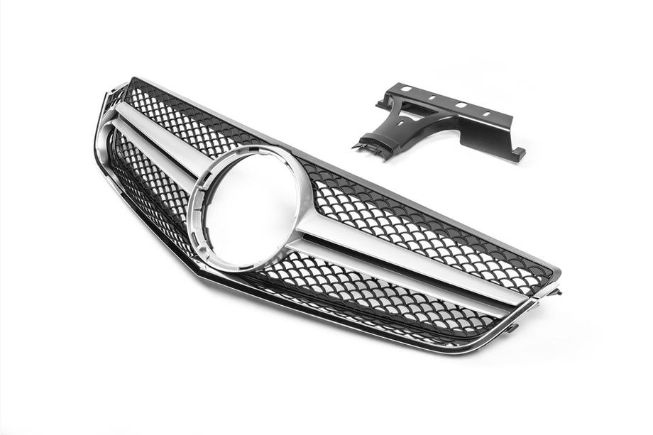 Mercedes E-class coupe C207 2010-2017 рр. Передня решітка (2009-2013, AMG Silver) Фото 3