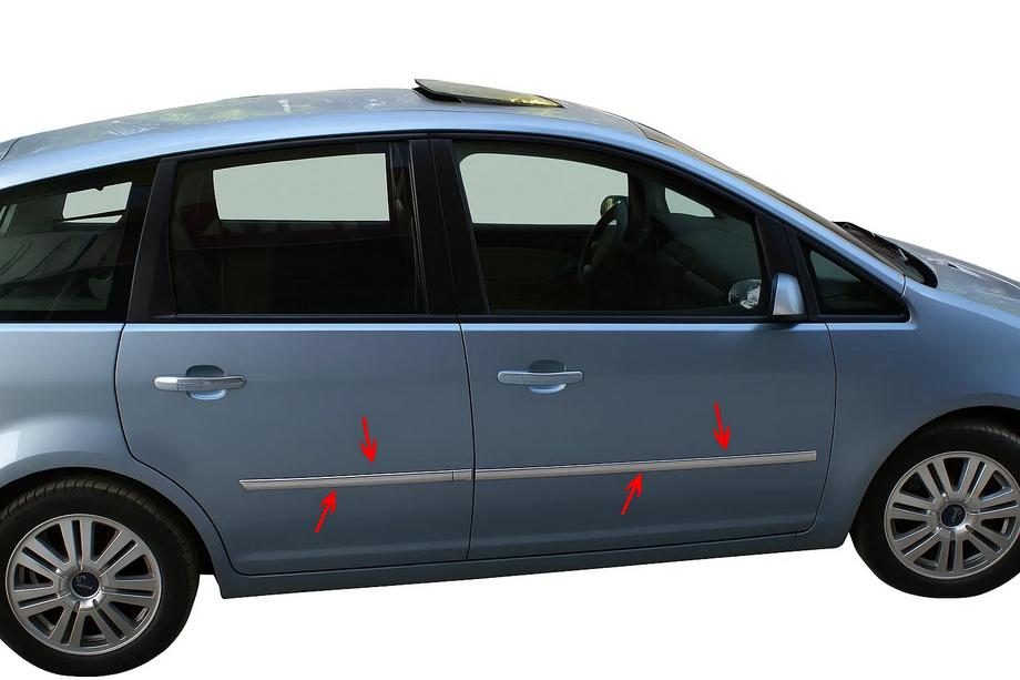 Ford C-Max 2004-2010 рр. Молдинг дверний (4 шт, нерж.) Фото 3