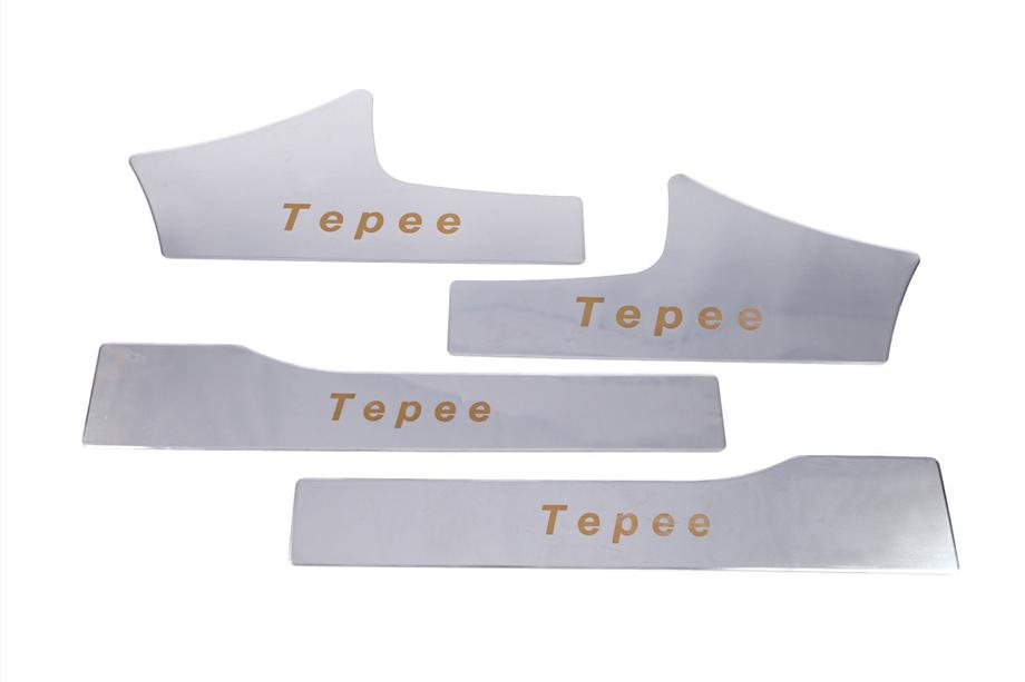 Peugeot Partner Tepee 2008-2018 рр. Накладки на внутрішні пороги Carmos (нерж) 4 шт, Carmos - Турецька сталь Фото 2