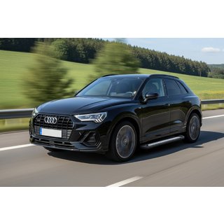 Бокові пороги Vision New Black (2 шт., Алюміній) Audi Q3 2019-2025 рр. фото 1