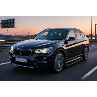 Бокові пороги Allmond Black (2 шт., Алюміній) BMW X1 F48 2015-2022 рр. фото 1