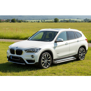 Бокові пороги Allmond Grey (2 шт., Алюміній) BMW X1 F48 2015-2022 рр. фото 1
