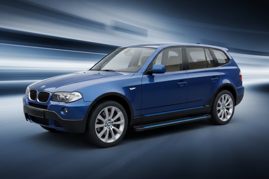 BMW X3 E83 2003-2010 рр. Бокові пороги Maya Blue (2 шт., Алюміній) Image