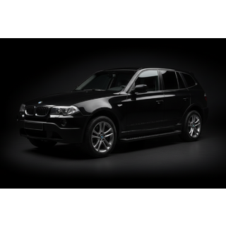 Бокові пороги Allmond Black (2 шт., Алюміній) BMW X3 E83 2003-2010 рр. фото 1