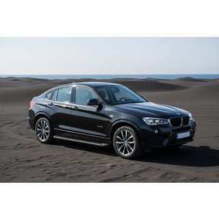 Бокові пороги Allmond Black (2 шт., Алюміній) BMW X4 F26 2014-2018 рр. фото 1