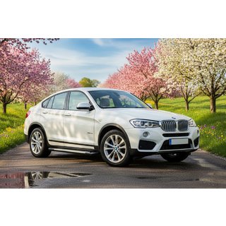 Бокові пороги Allmond Grey (2 шт., Алюміній) BMW X4 F26 2014-2018 рр. фото 1