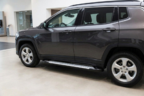 Jeep Compass 2016- рр. Бокові пороги Allmond Grey (2 шт., Алюміній) фото 1