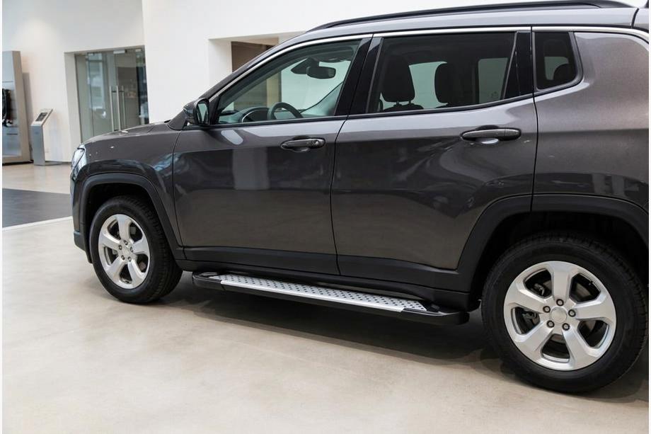 Jeep Compass 2016- рр. Бокові пороги Allmond Grey (2 шт., Алюміній) Image