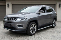 Jeep Compass 2016- рр. Бокові пороги Tayga Grey (2 шт., Алюміній) фото 1